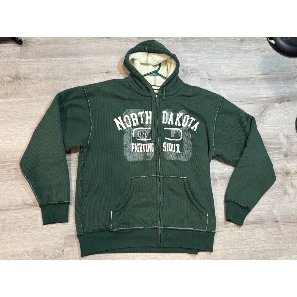Fourth & One North Dakota Fighting Sioux Sherpa Lined Waffle Hoodie Mens‎ Large